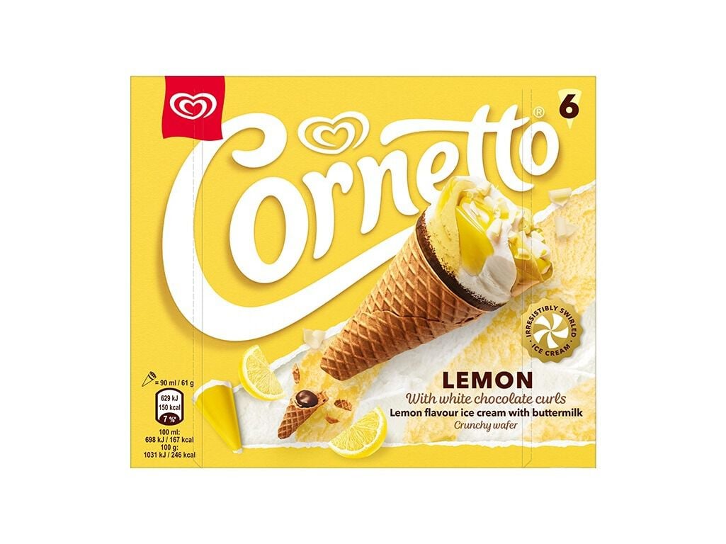 GELADO CORNETTO LIM&Atilde;O 6X90ML image number 0