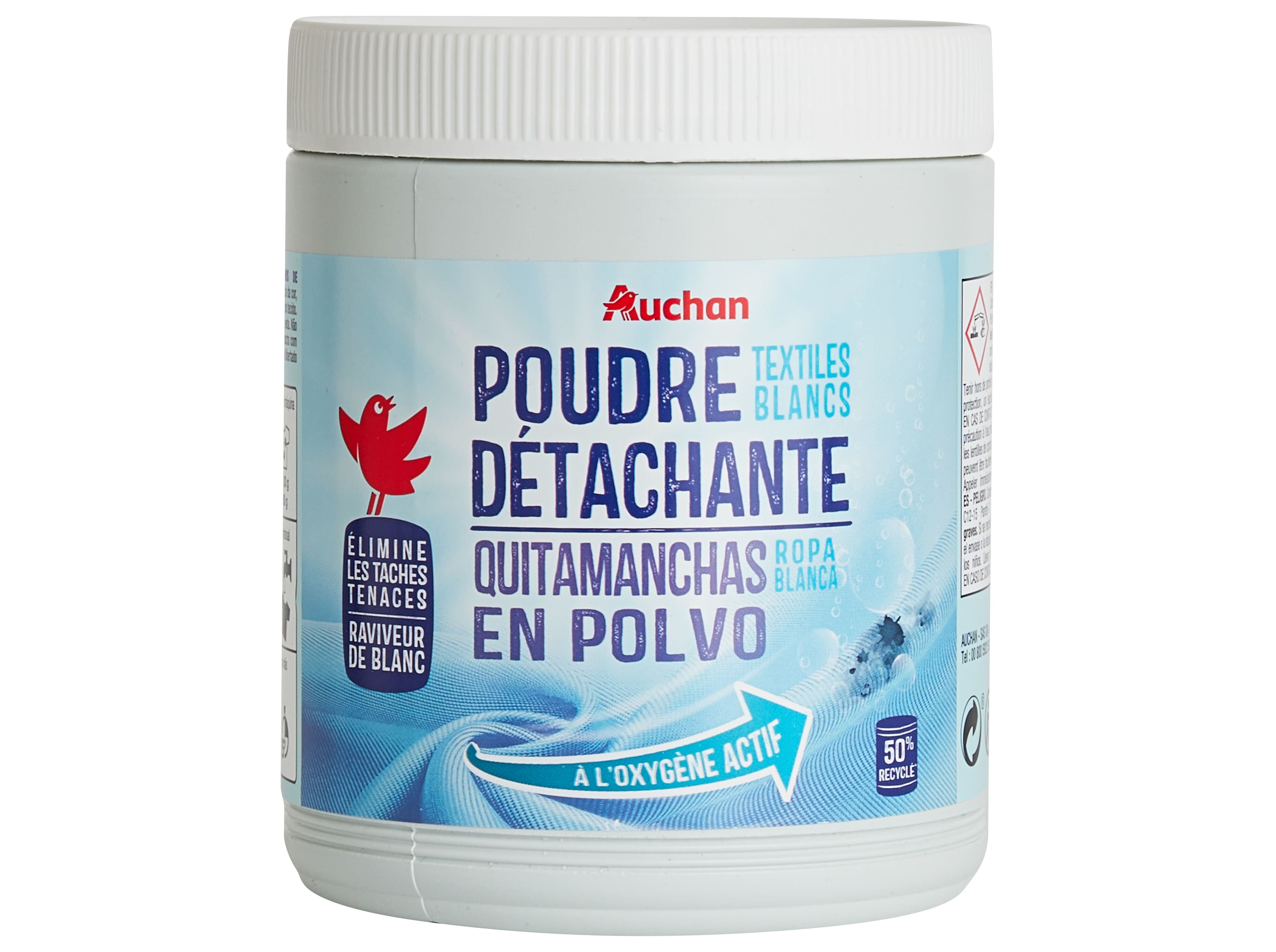 TIRA N&Oacute;DOAS EM P&Oacute; PARA ROUPA AUCHAN OXI ACTIVE BRANCO 1KG