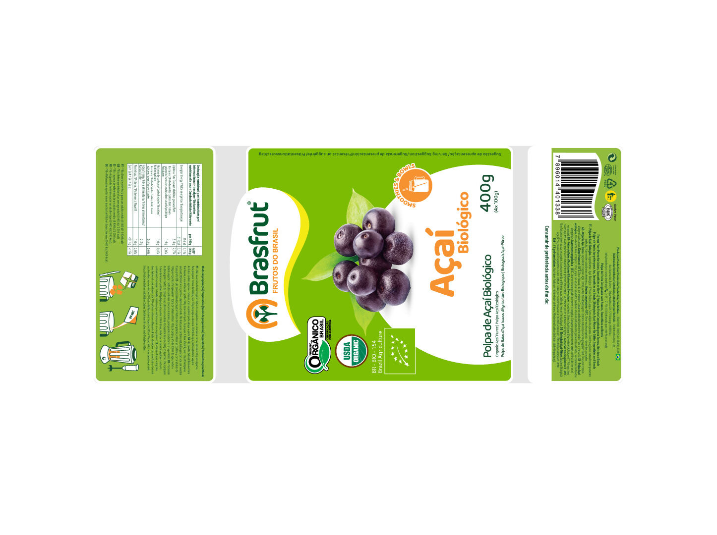 POLPA A&Ccedil;A&Iacute; BIO BRASFRUT 400G image number 1