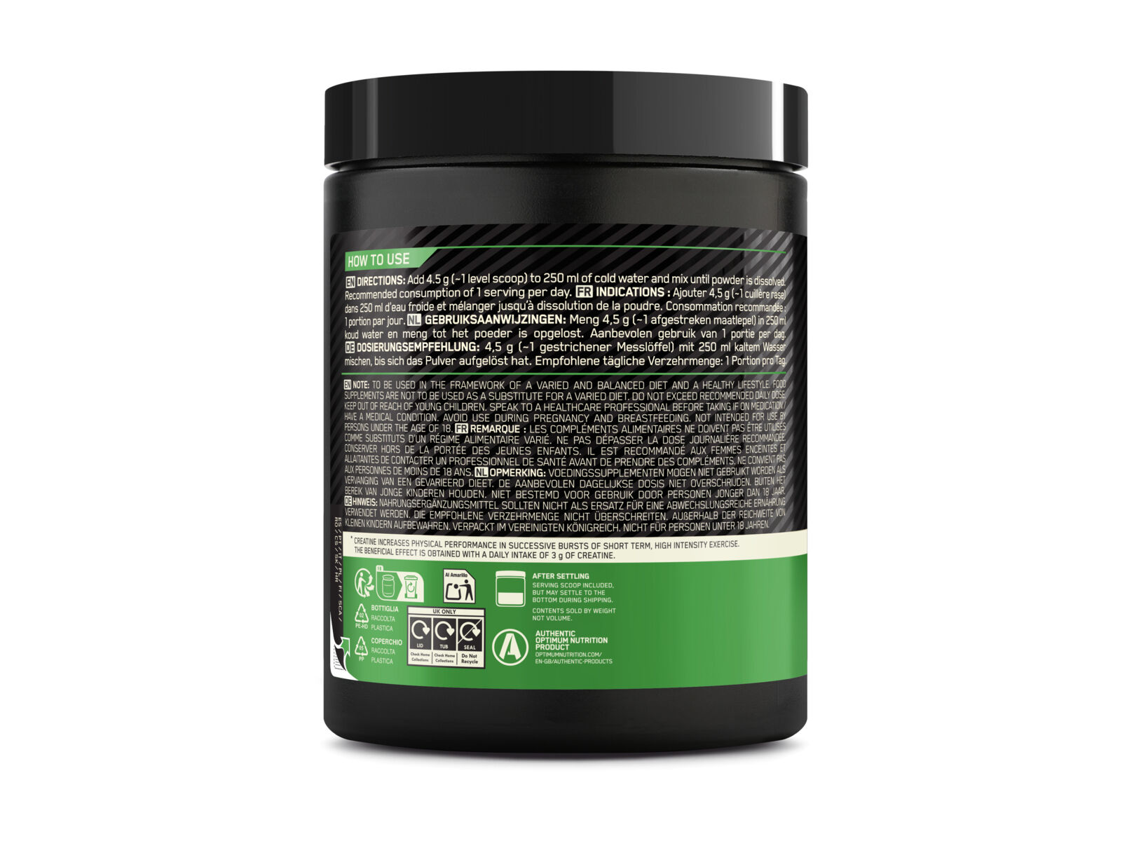 CREATINA OPTIMUM NUTRITION MICRONIZADA FRAMB. AZUL 360G image number 2