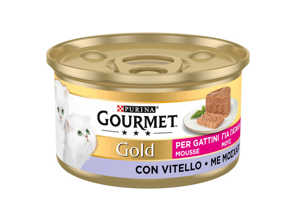COMIDA H&Uacute;MIDA PARA GATO J&Uacute;NIOR GOURMET GOLD MOUSSE COM VITELA 85G image number 1