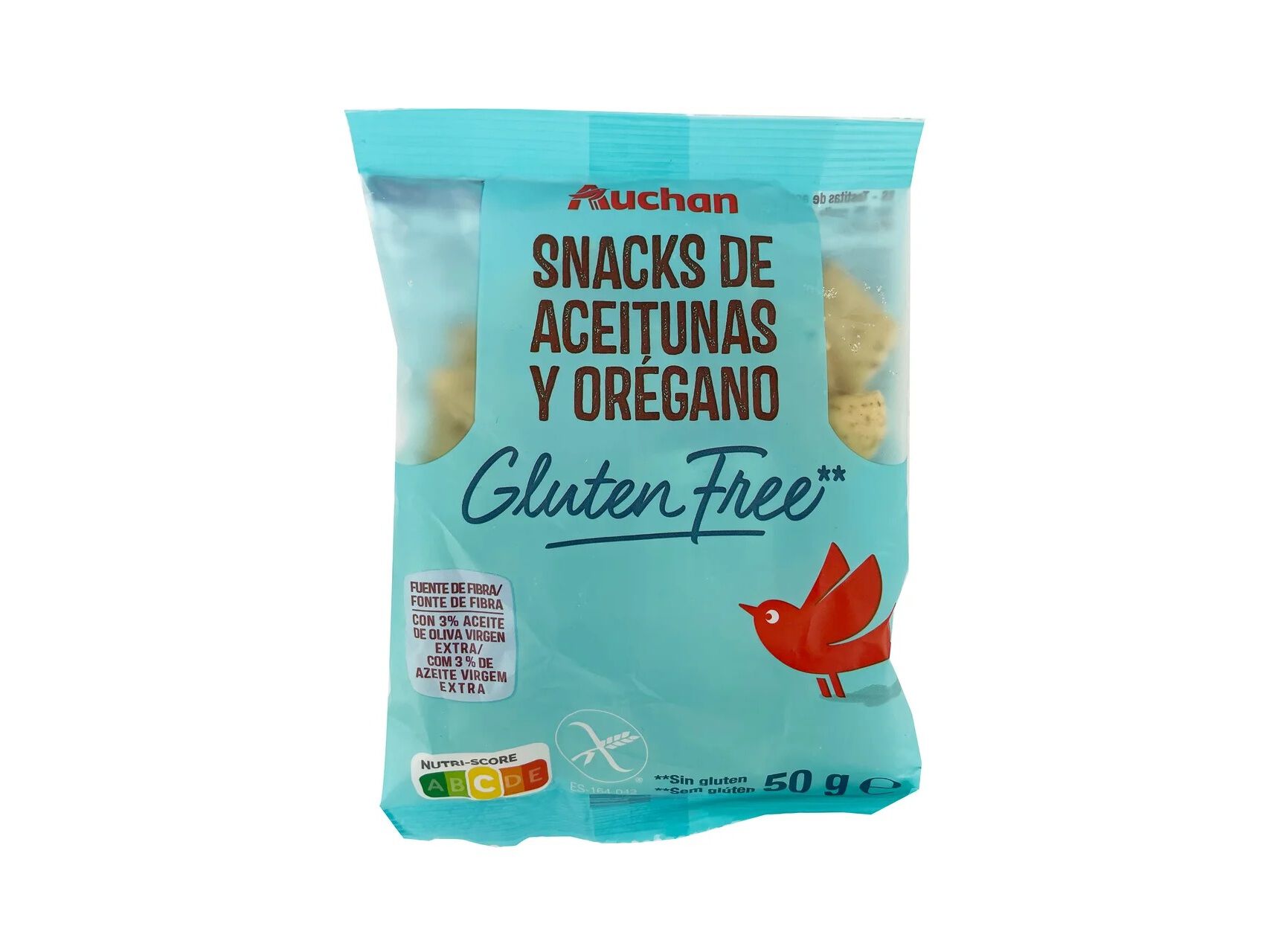 TOSTAS AUCHAN AZEITONAS COM OR&Eacute;G&Atilde;OS SEM GL&Uacute;TEN 50G