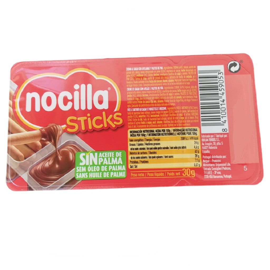 PALITOS NOCILLA COM CREME CACAU COM AVEL&Atilde;S 30G image number 1