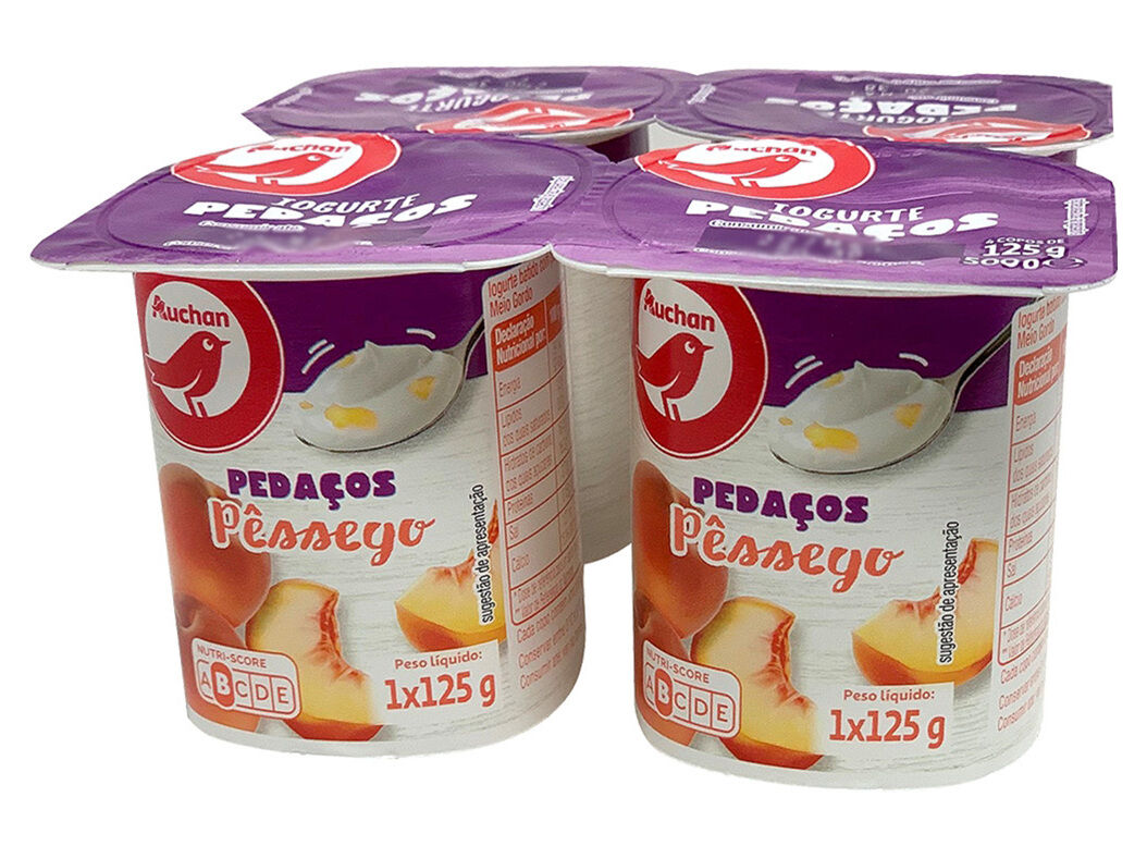 IOGURTE AUCHAN PEDA&Ccedil;OS P&Ecirc;SSEGO 4X125G