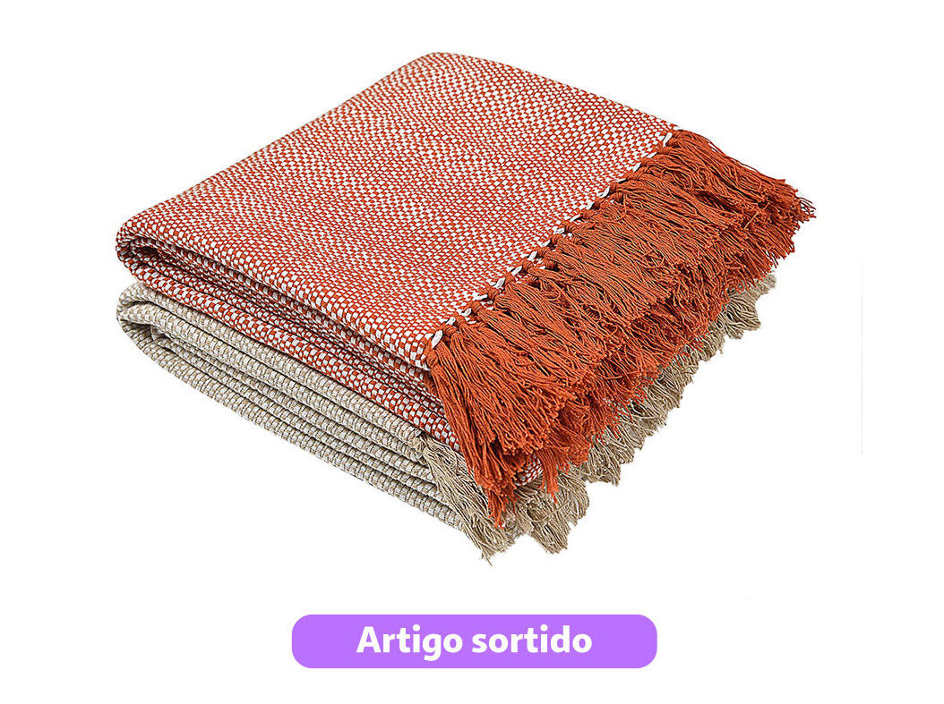 COLCHA TECIDO FRANJA ACTUEL 100% ALGOD&Atilde;O 240X220CM CORES SORTIDAS