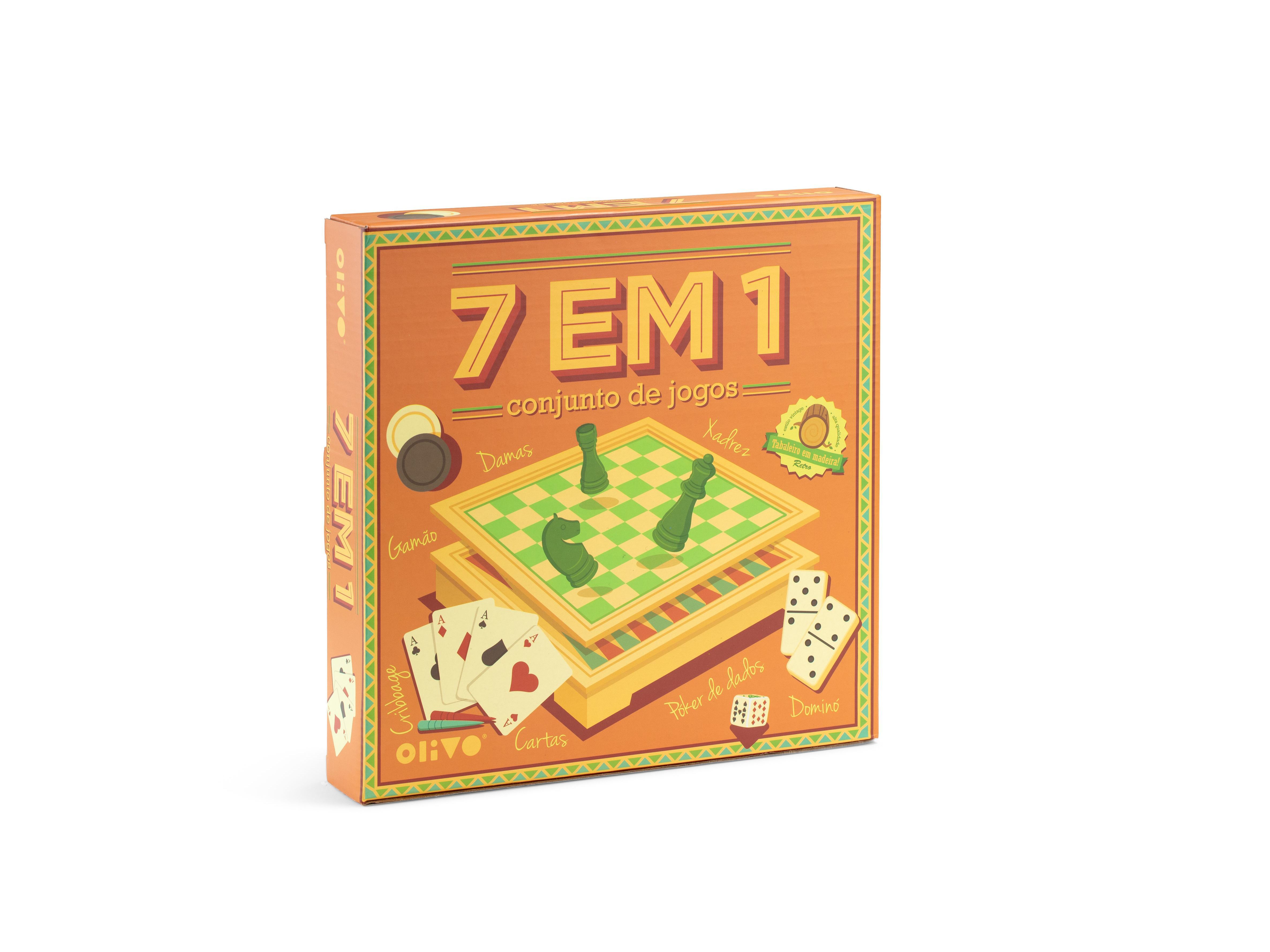 RETRO - 7 EM 1 OLIVO CONJ JOGOS TAB MADEIRA image number 0