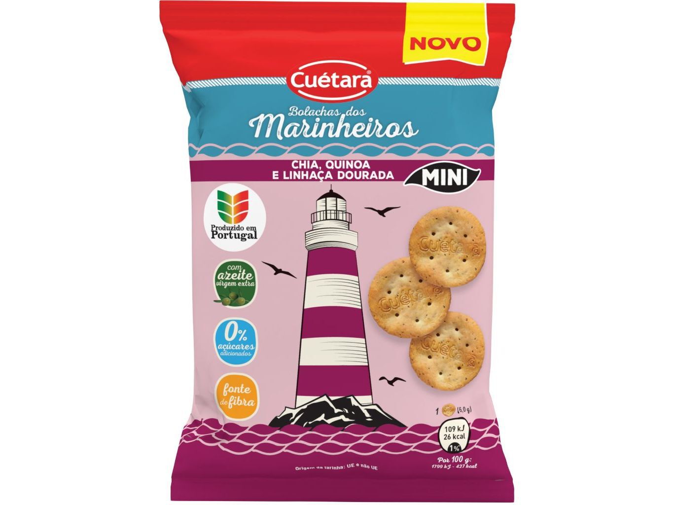 BOLACHAS MARINHEIROS CU&Eacute;TARA MINI CHIA E QUINOA 45G