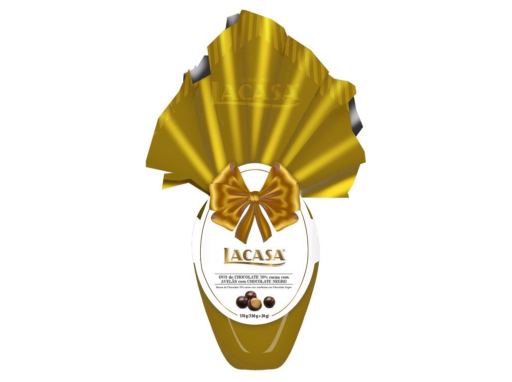 OVO DE CHOCOLATE LACASA 70% NEGRO COM AVEL&Atilde;S 170G image number 1