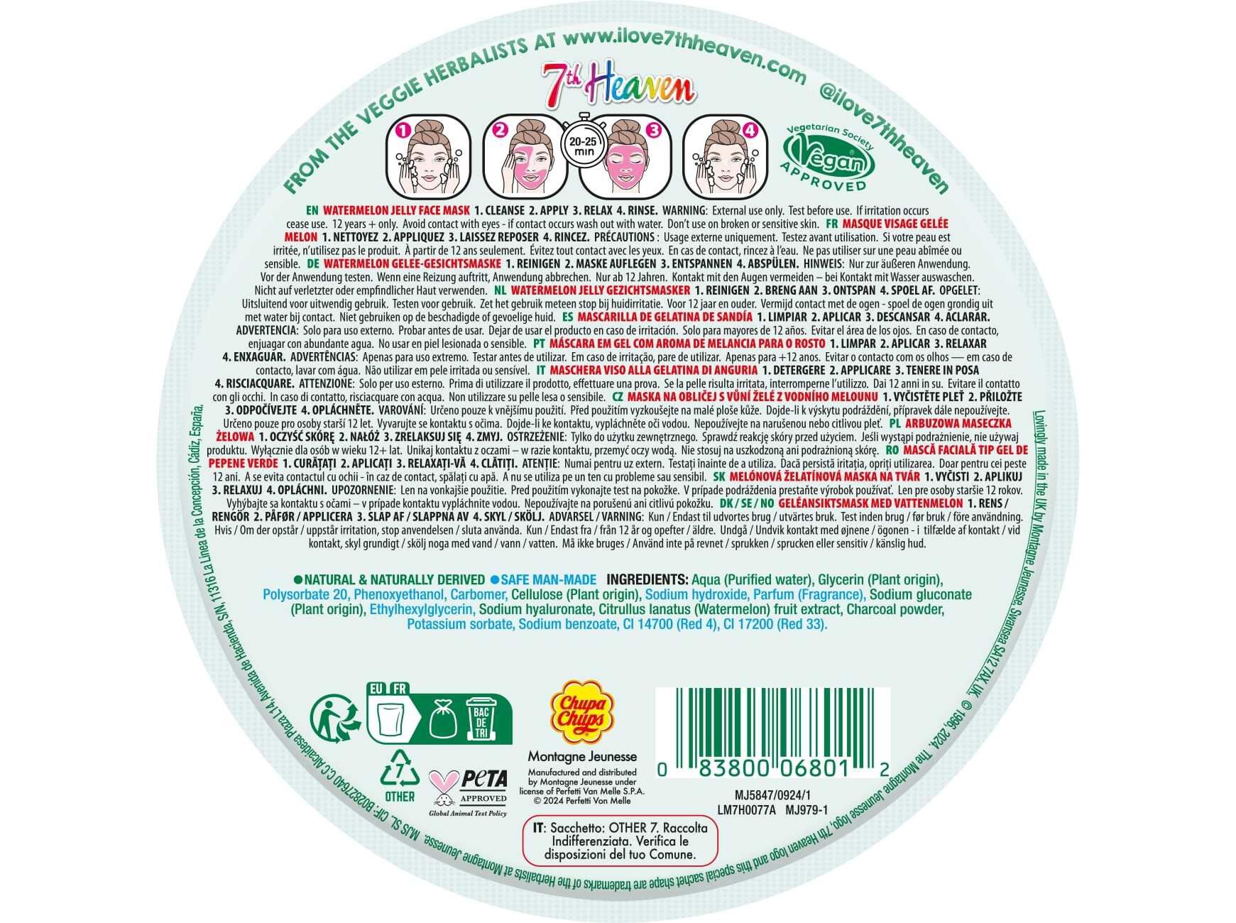 M&Aacute;SCARA 7TH HEAVEN CHUPA CHUPS MELANCIA 8ML image number 1