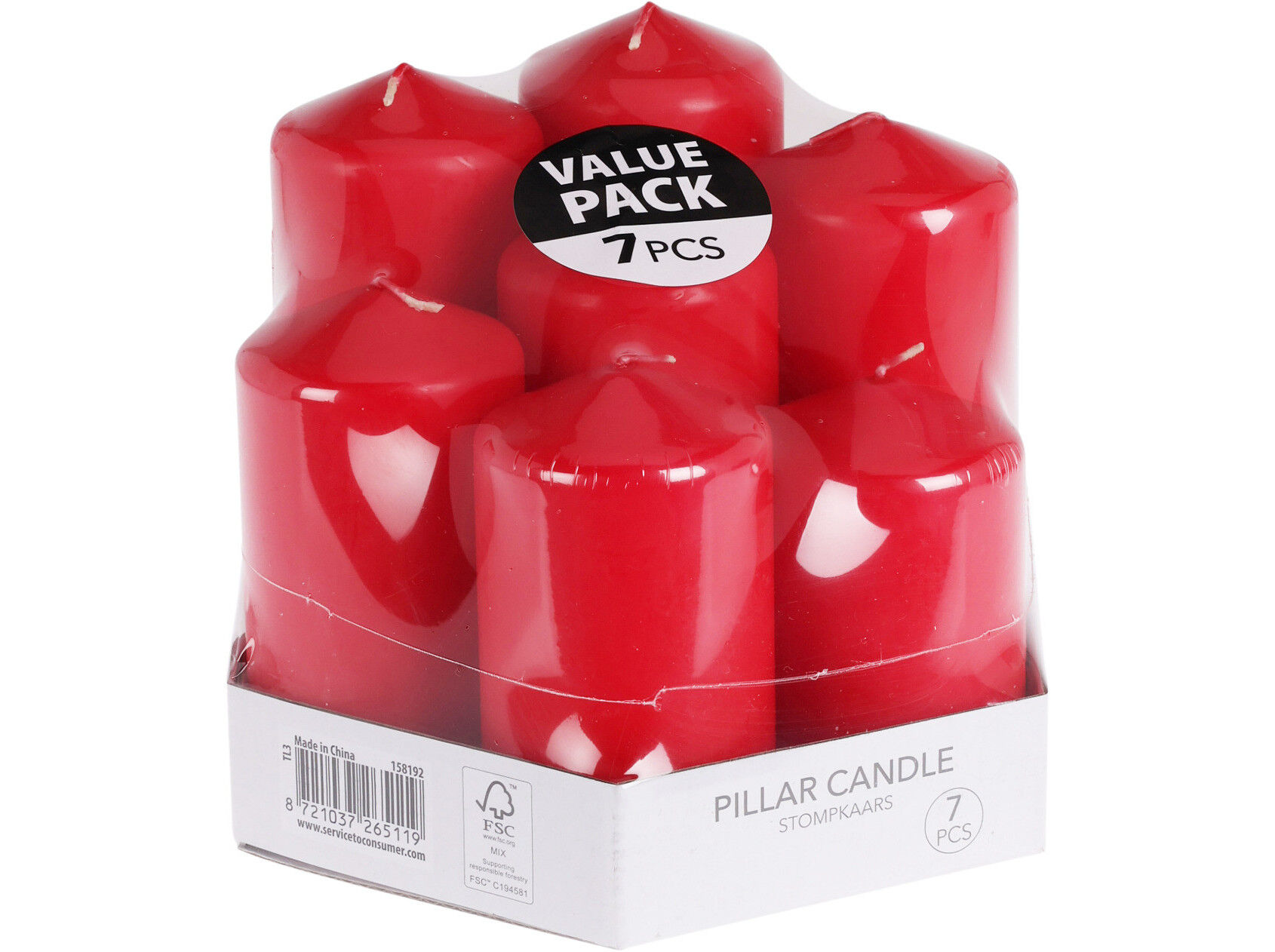 VELA DE NATAL VERMELHO 7 UNIDADES image number 1