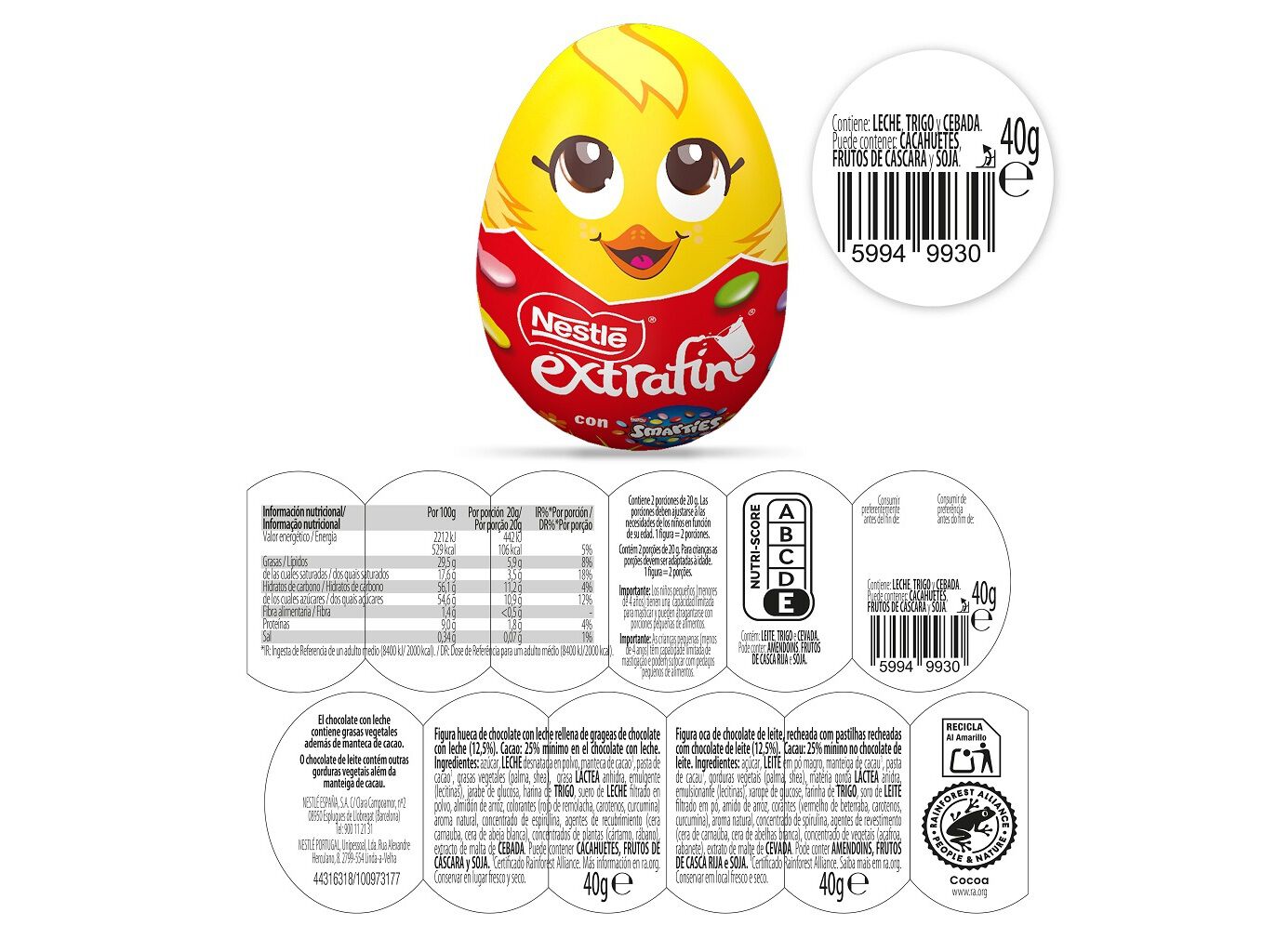 OVINHOS SMARTIES EXTRAFINO EGG 40G image number 1