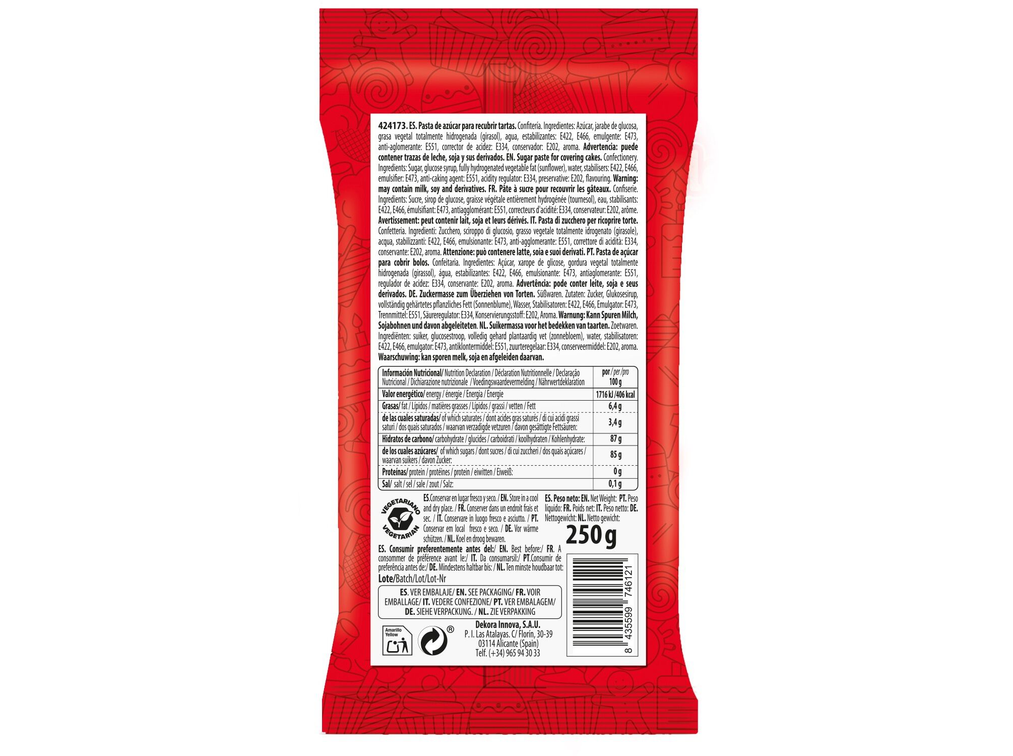 PASTA DE A&Ccedil;UCAR DEKORA BRANCO NEVE 250G image number 1