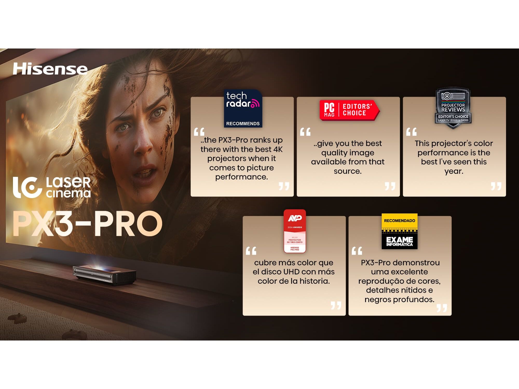 PROJETOR LASER HISENSE PX3-PRO (80" E 150" TRIPLE LASER 4K) image number 7