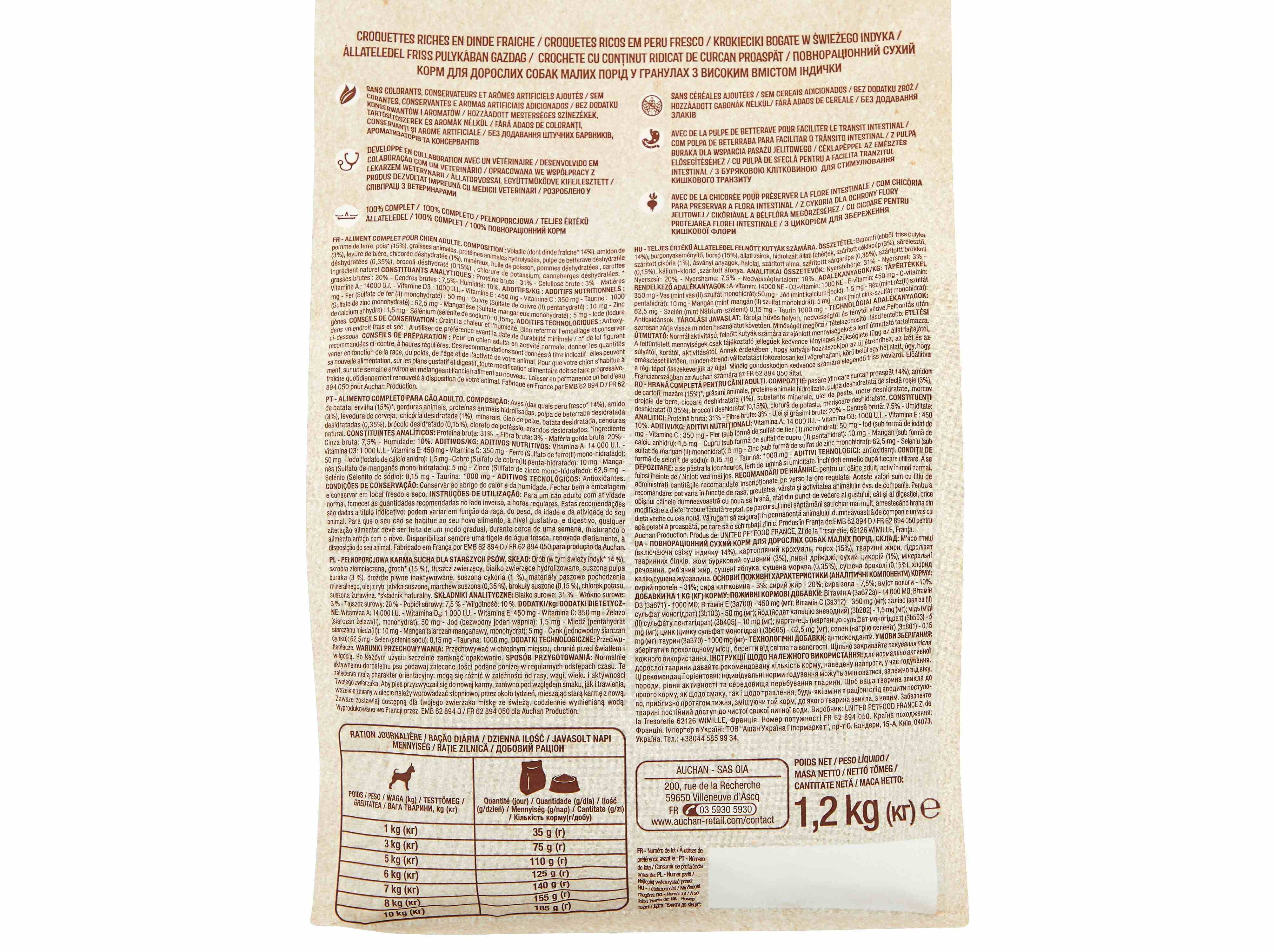 RA&Ccedil;&Atilde;O PARA C&Atilde;O AUCHAN NATURAL RA&Ccedil;AS PEQUENAS RICO EM PERU FRESCO SEM CEREAIS ADICIONADOS 1.2KG image number 2