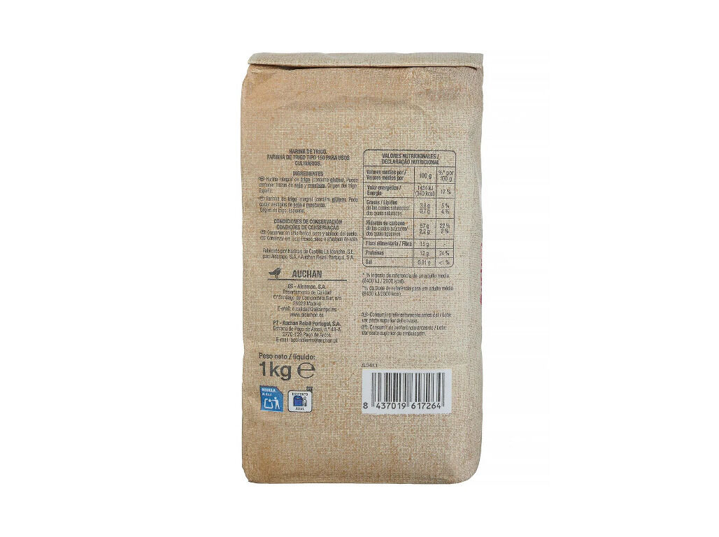 FARINHA TRIGO AUCHAN TIPO 150 INTEGRAL 1 KG image number 1