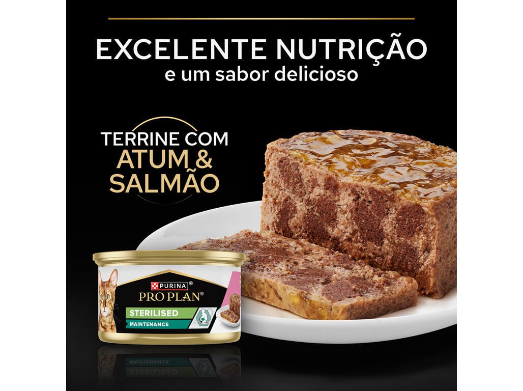 COMIDA H&Uacute;MIDA GATO PRO PLAN ESTERILIZADO SALM&Atilde;O/ATUM 85G image number 3
