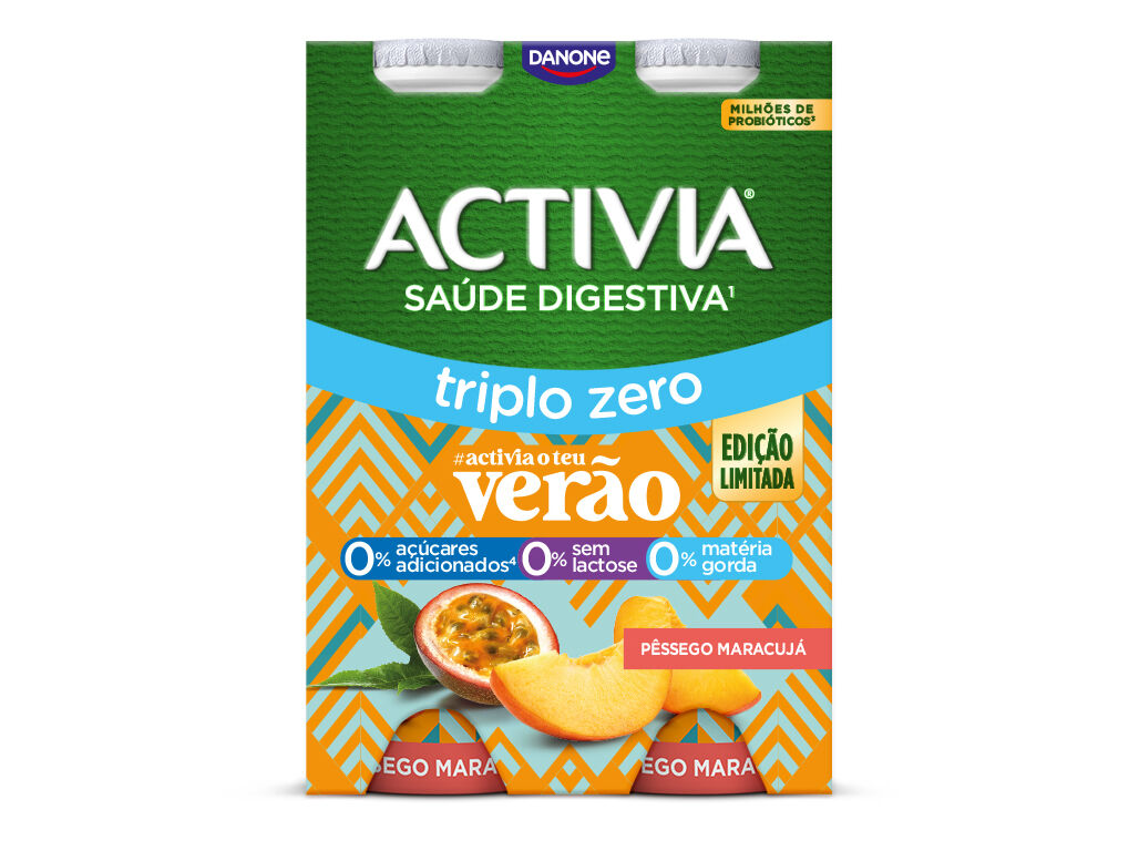 BIFIDUS DANONE ACTIVIA L&Iacute;QUIDO P&Ecirc;SSEGO E MARACUJ&Aacute; 0% 4X155G