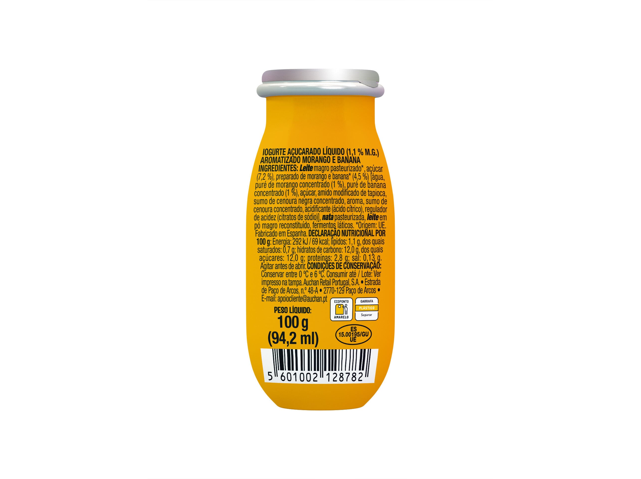 IOGURTE L&Iacute;QUIDO AUCHAN MORANGO E BANANA 100G image number 1