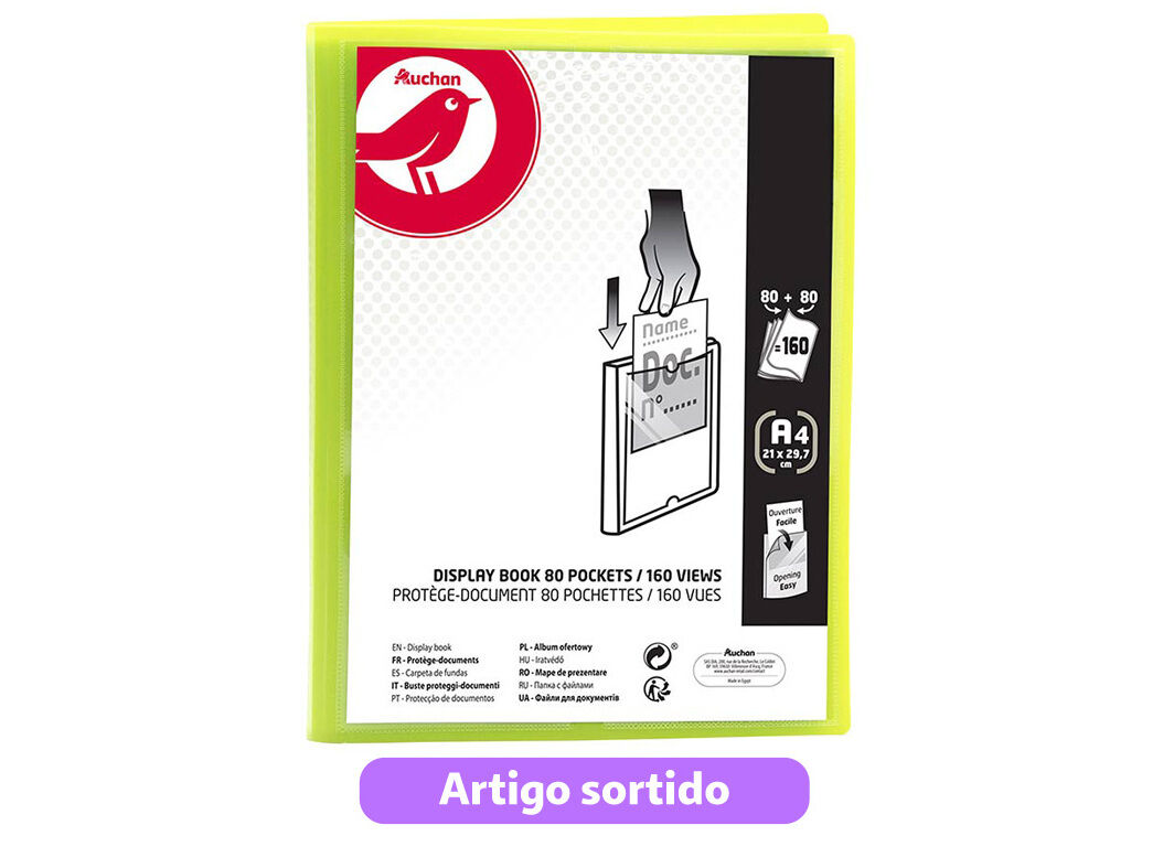 PORTF&Oacute;LIO AUCHAN A4 80+80 BOLSAS CORES SORTIDAS image number 3