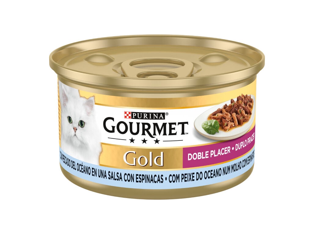 COMIDA H&Uacute;MIDA PARA GATO GOURMET GOLD COM PEIXE E ESPINAFRES 85G image number 1