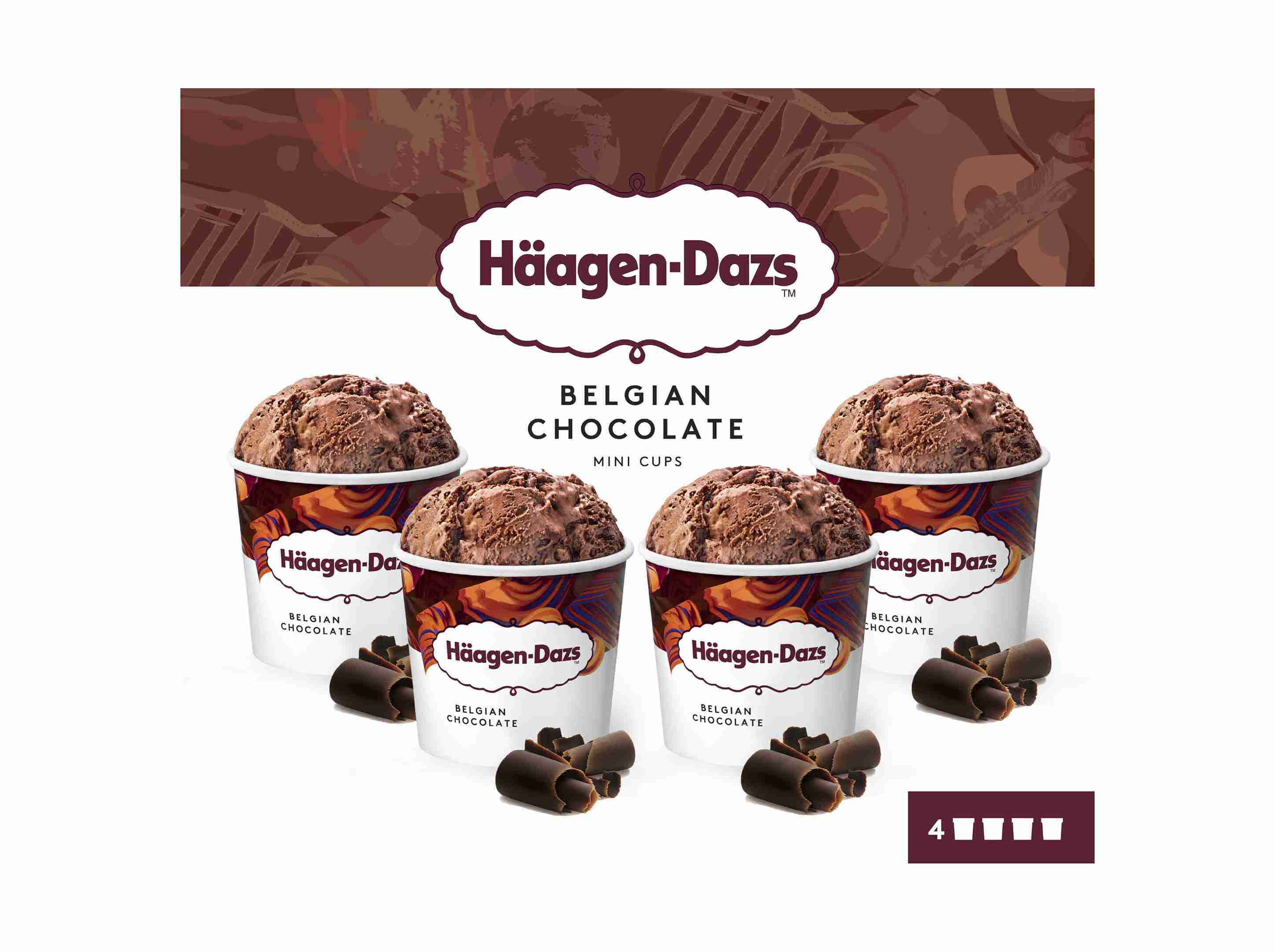 GELADO H&Auml;AGEN-DAZS CHOCOLATE BELGA 4X95ML