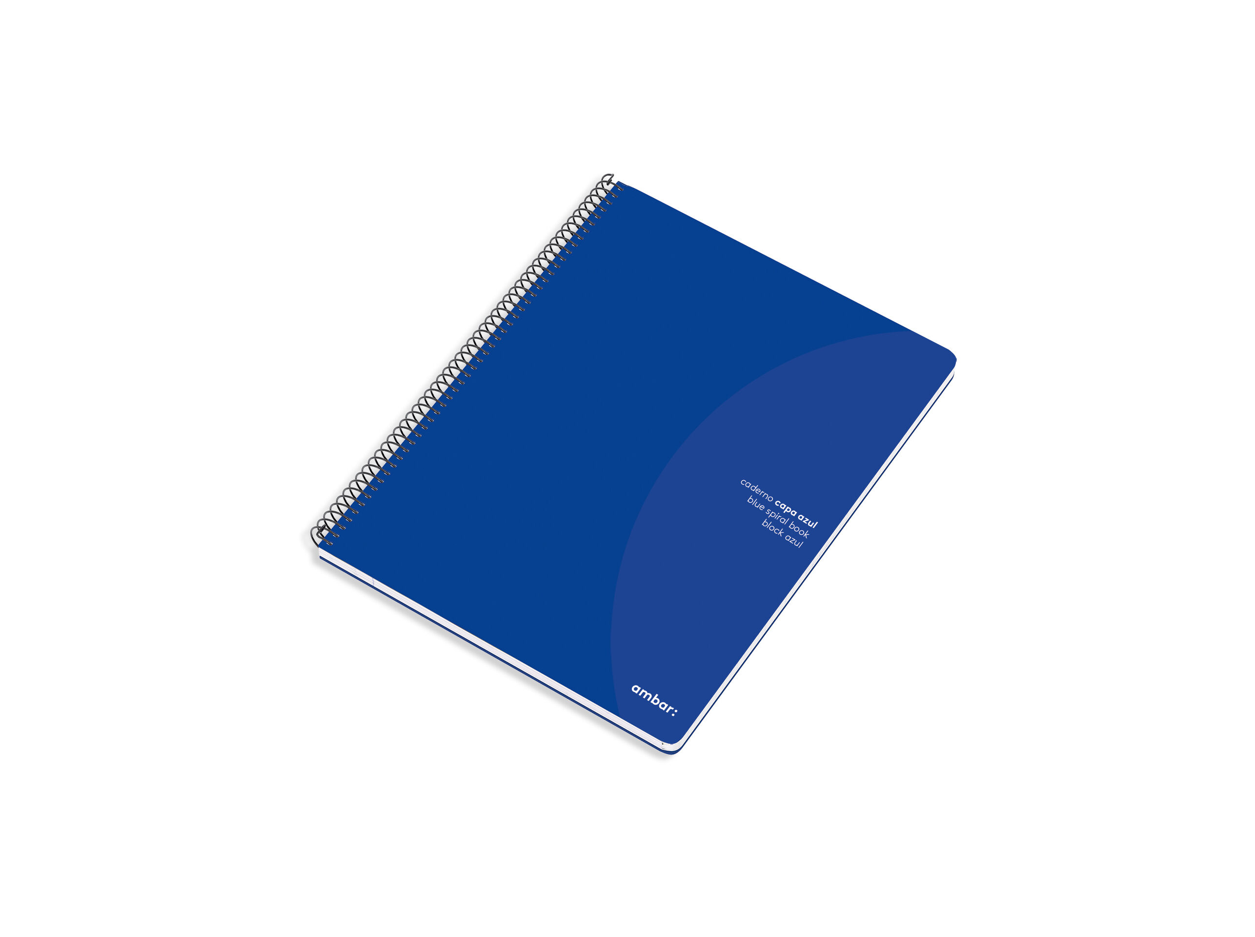 CADERNO ESPIRAL A5 AMBAR CAPA AZUL LISO