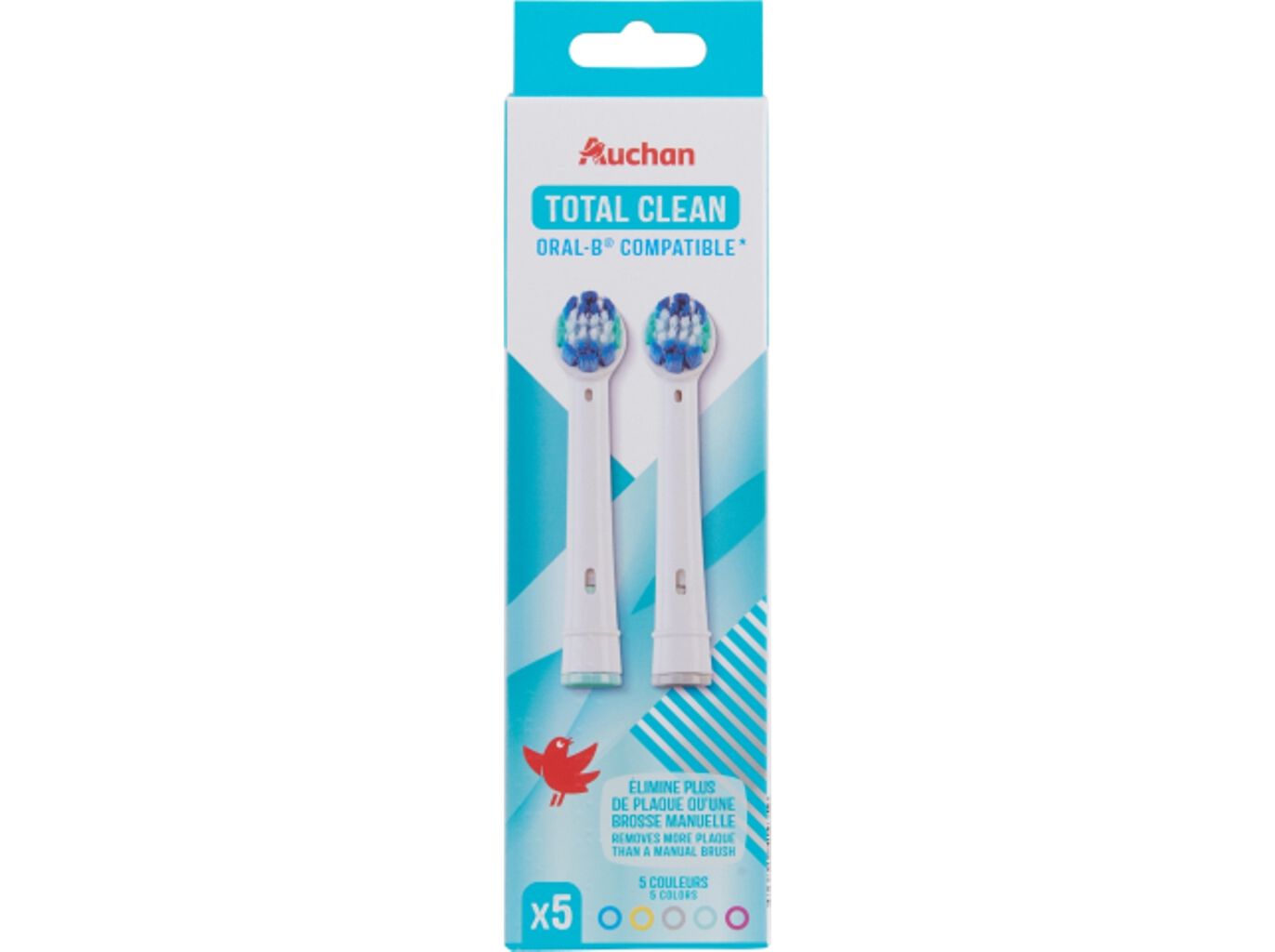 RECARGA ESCOVA DENTES AUCHAN EL&Eacute;CTRICA TOTAL CLEAN 5UN image number 0