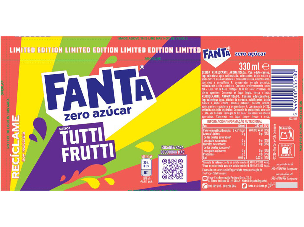 REFRIGERANTE C/ G&Atilde;S FANTA ZERO TUTTI FRUTTI LATA 0.33L image number 2