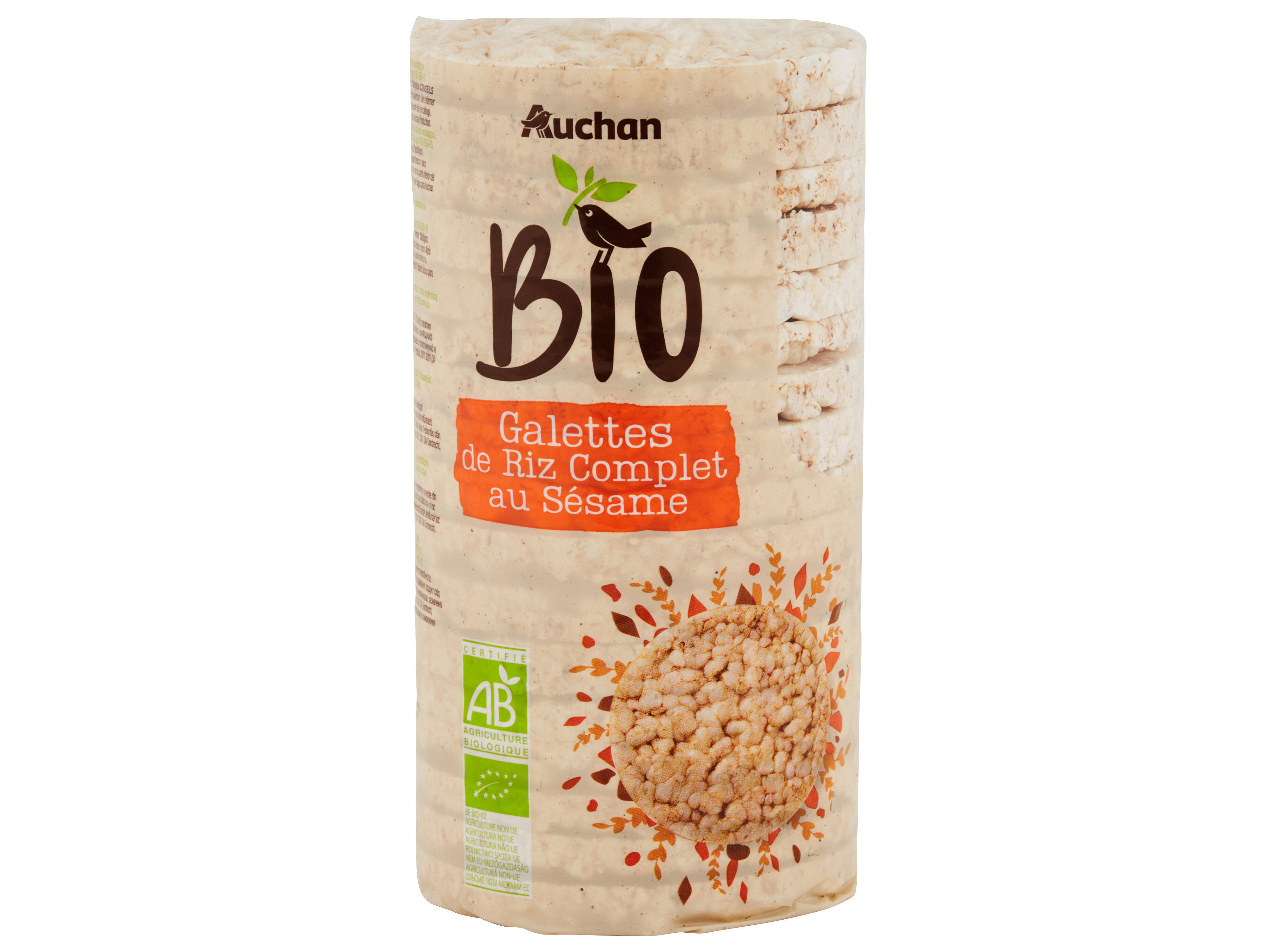 TORTITAS ARROZ AUCHAN BIO INTEGRAL COM SEMENTES S&Eacute;SAMO 130G image number 0
