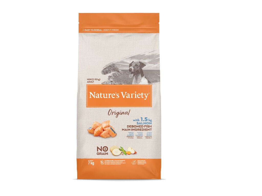 RA&Ccedil;&Atilde;O PARA C&Atilde;O MINI NATURE'S VARIETY SEM CEREAIS SALM&Atilde;O 7KG image number 0