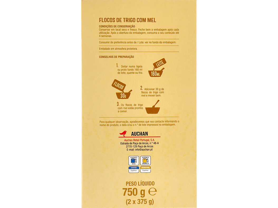 FLOCOS AUCHAN CEREAIS COM MEL 750G image number 1