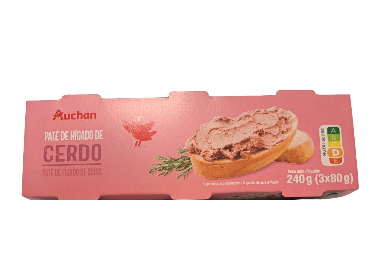 PAT&Eacute; DE F&Iacute;GADO DE PORCO AUCHAN 3X80G image number 0