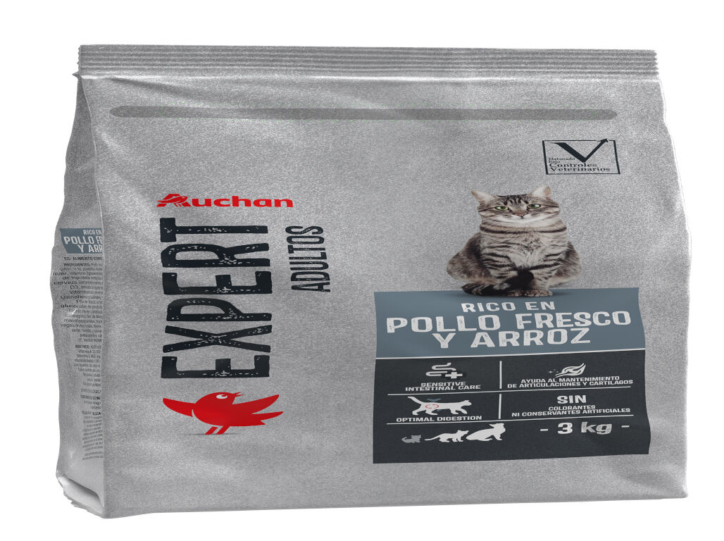 RA&Ccedil;&Atilde;O GATO AUCHAN EXPERT FRANGO E ARROZ 3KG image number 1