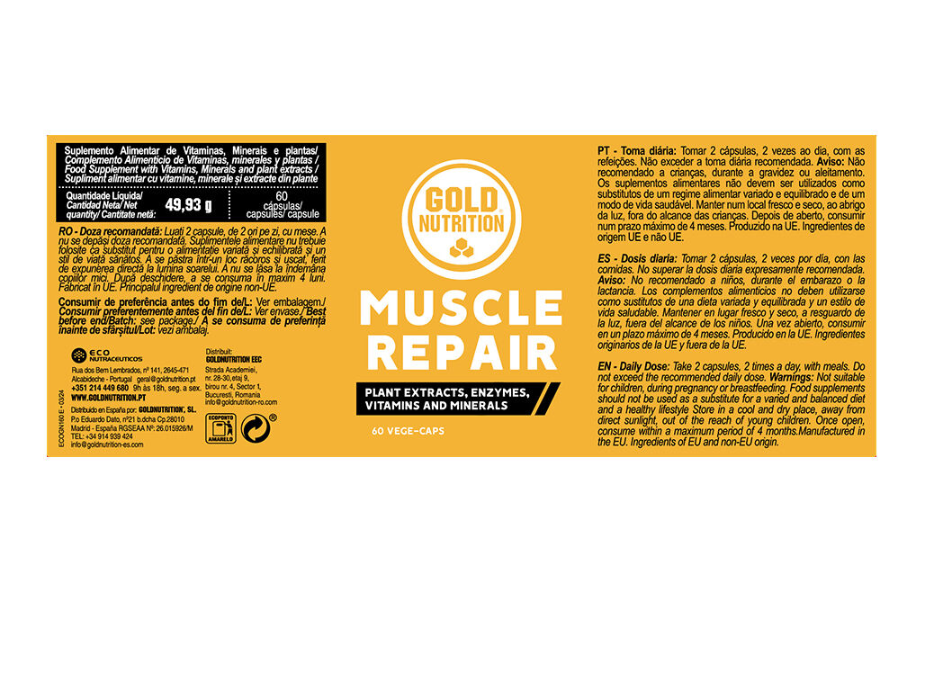 SUPLEMENTO GOLDNUTRITION MUSCLE REPAIR 60 CAPS image number 1