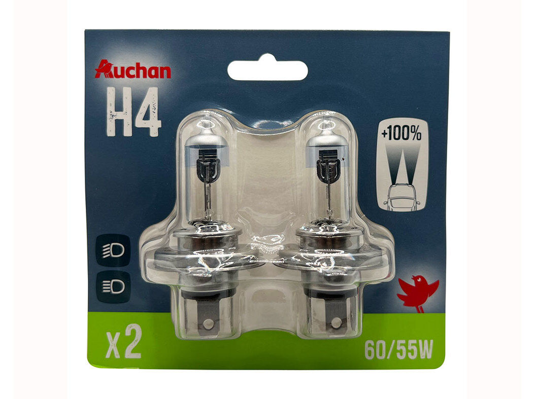 CONJUNTO DE 2 L&Acirc;MPADAS AUTO AUCHAN H4 55W