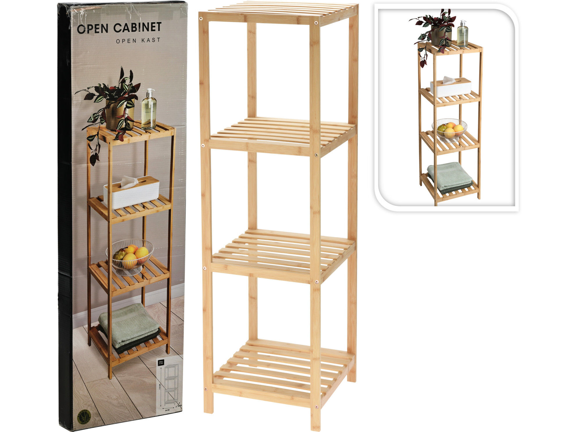 ESTANTE EM BAMBU 34X33X110CM