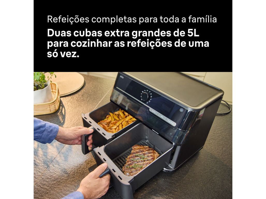 FRITADEIRA SEM &Oacute;LEO BRAUN TWINCOOK 5 TD5073IBK DUAL ZONE 10L image number 4
