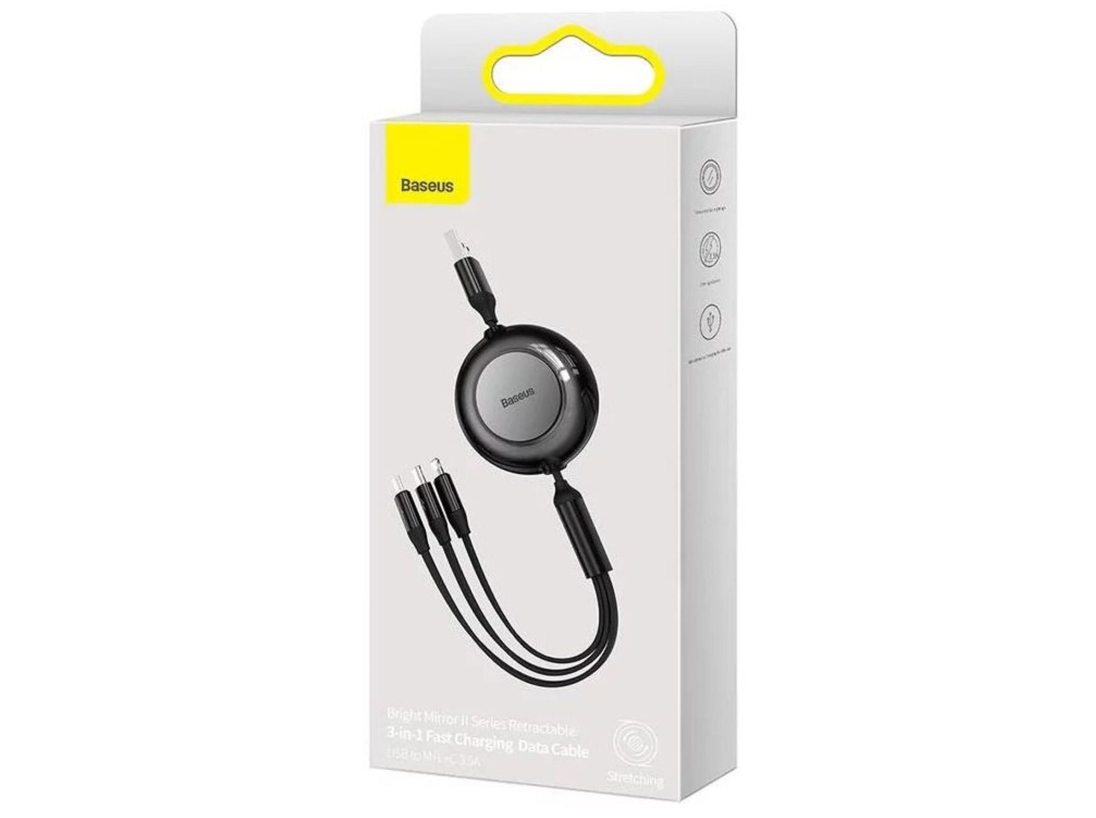 CABO CARREGAMENTO BASEUS BRIGHT MIRROR 2 RETRACT PRETO image number 2