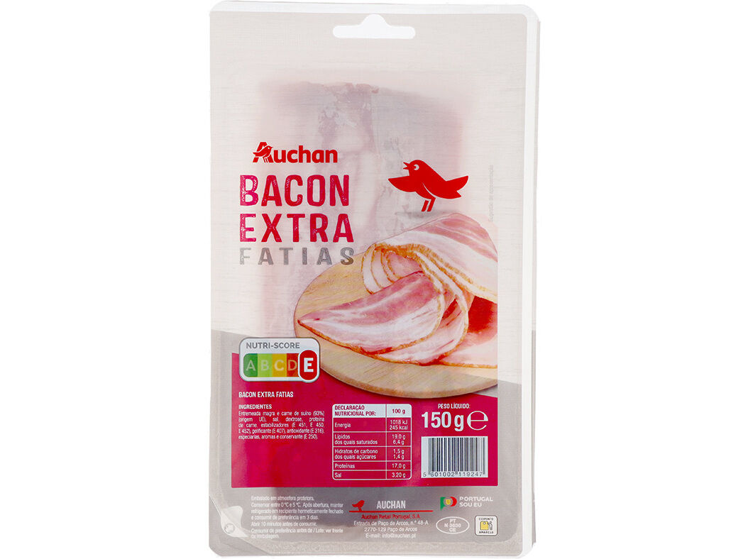 BACON EXTRA AUCHAN FATIAS 150G image number 0