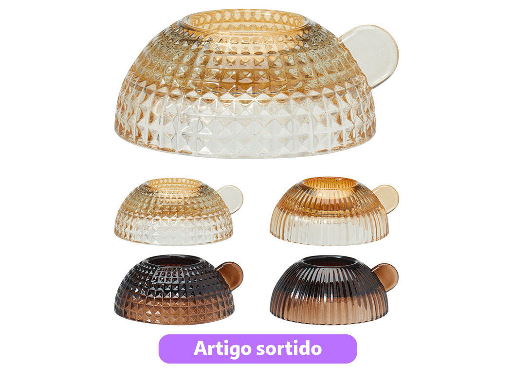 SUPORTE DE VELA EM VIDRO 10.5X3.8CM MODELOS SORTIDOS image number 0