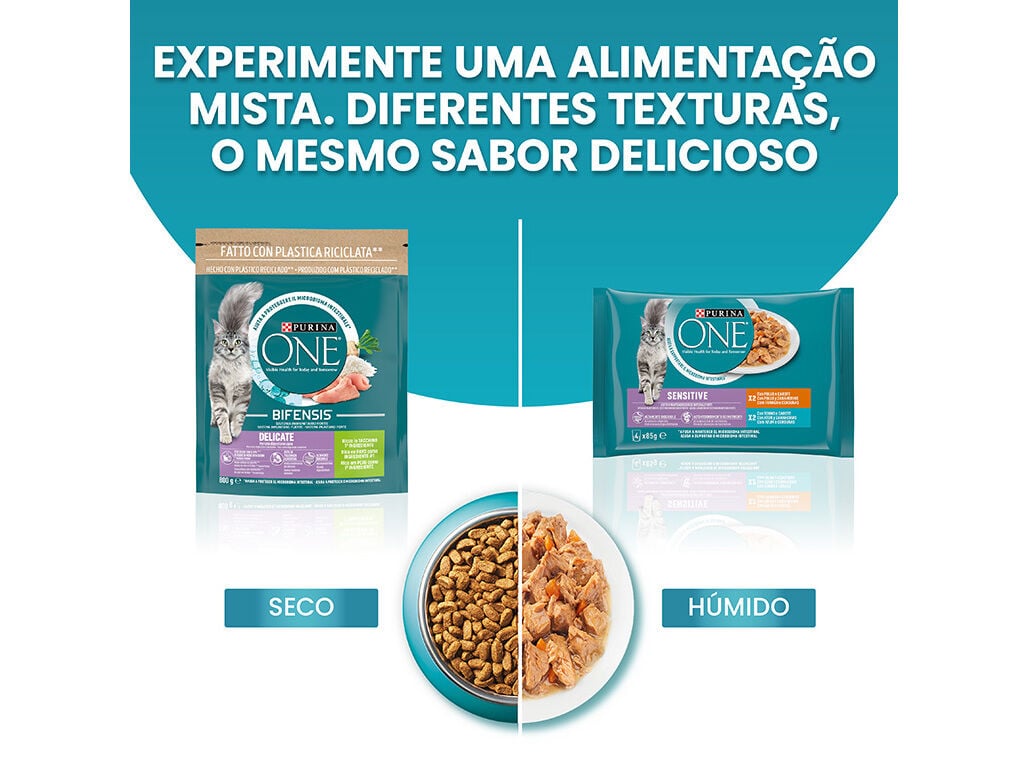RA&Ccedil;&Atilde;O PARA GATO PURINA ONE DELICATE COM PERU 800G image number 6