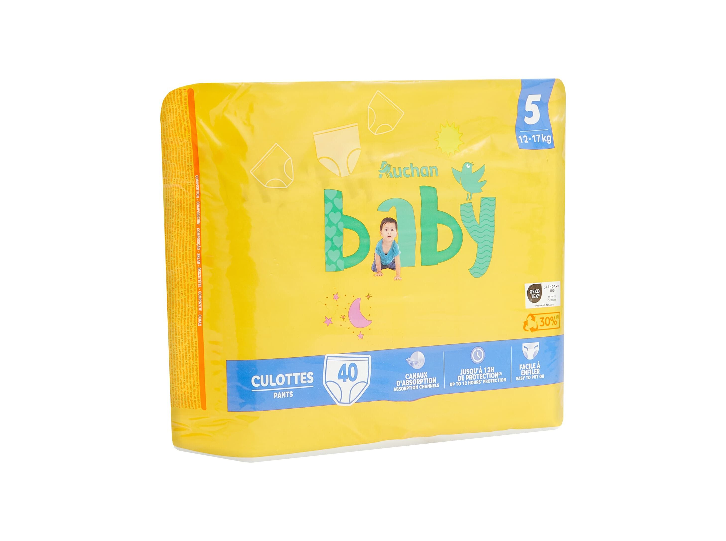 FRALDAS CUECA AUCHAN BABY TAMANHO 5 12-17KG 40UN image number 2