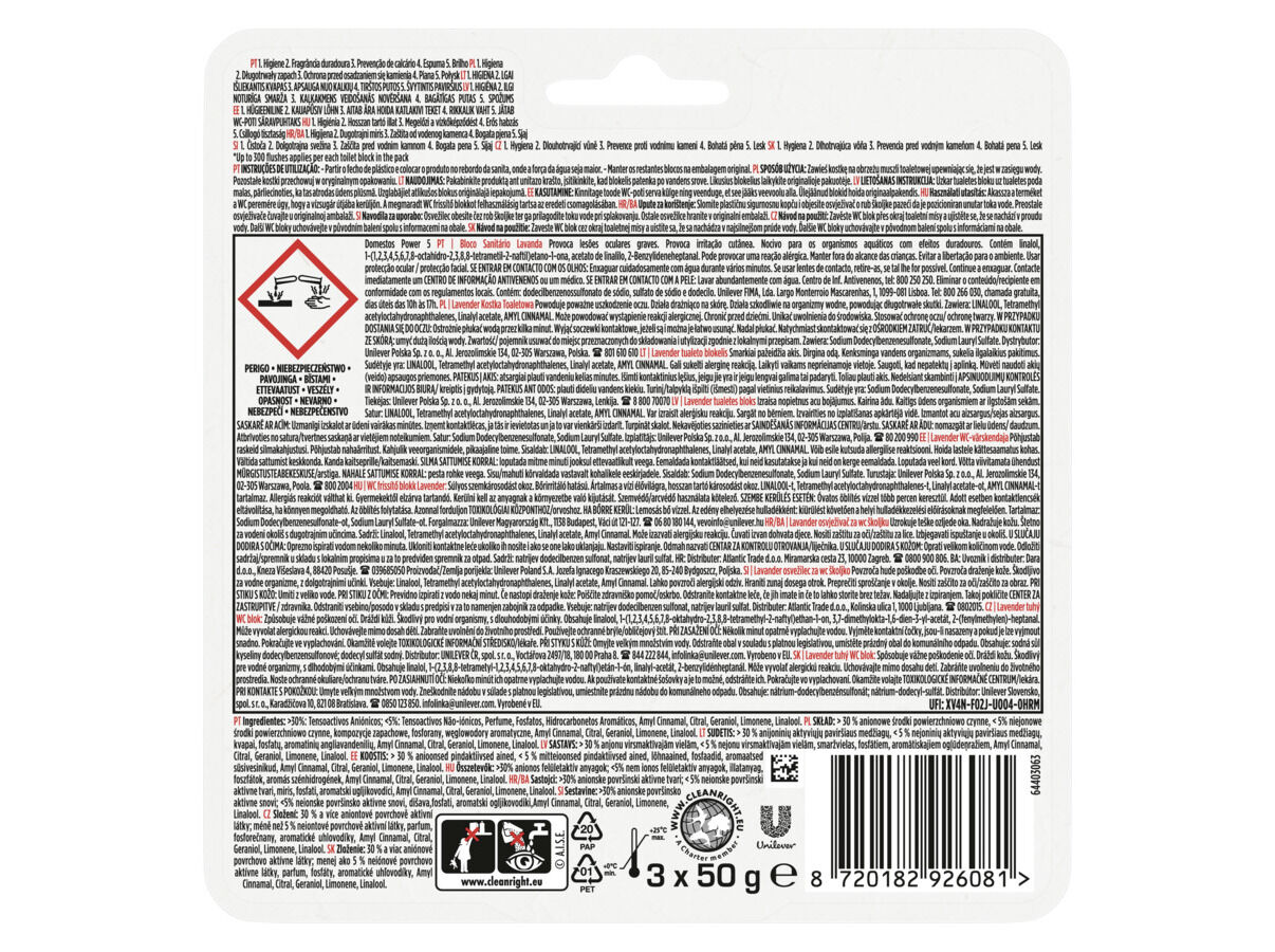 BLOCO SANIT&Aacute;RIO DOMESTOS LAVANDA 3UN image number 1