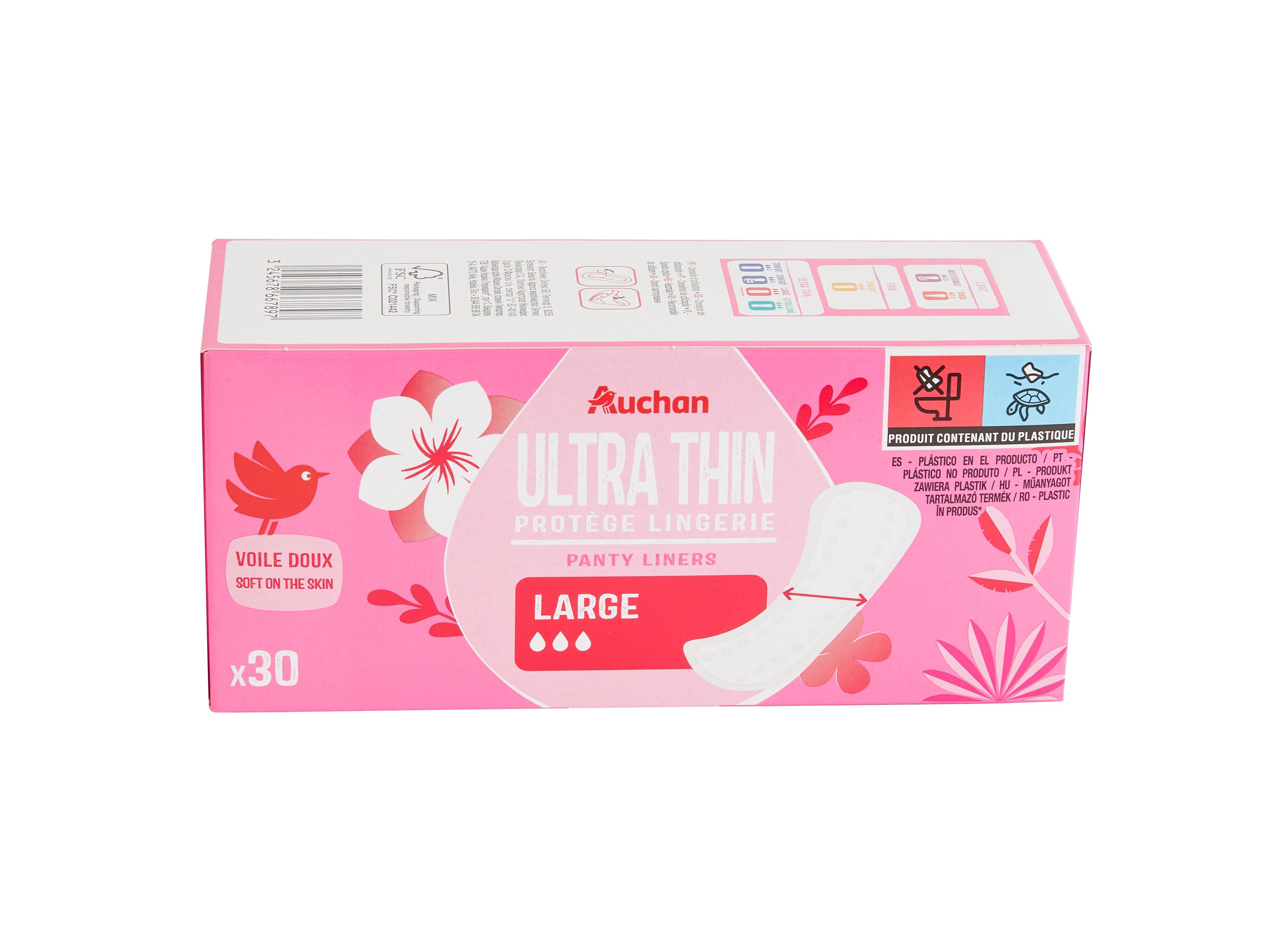 PENSOS DI&Aacute;RIOS AUCHAN ULTRA FINO LARGO 30UN