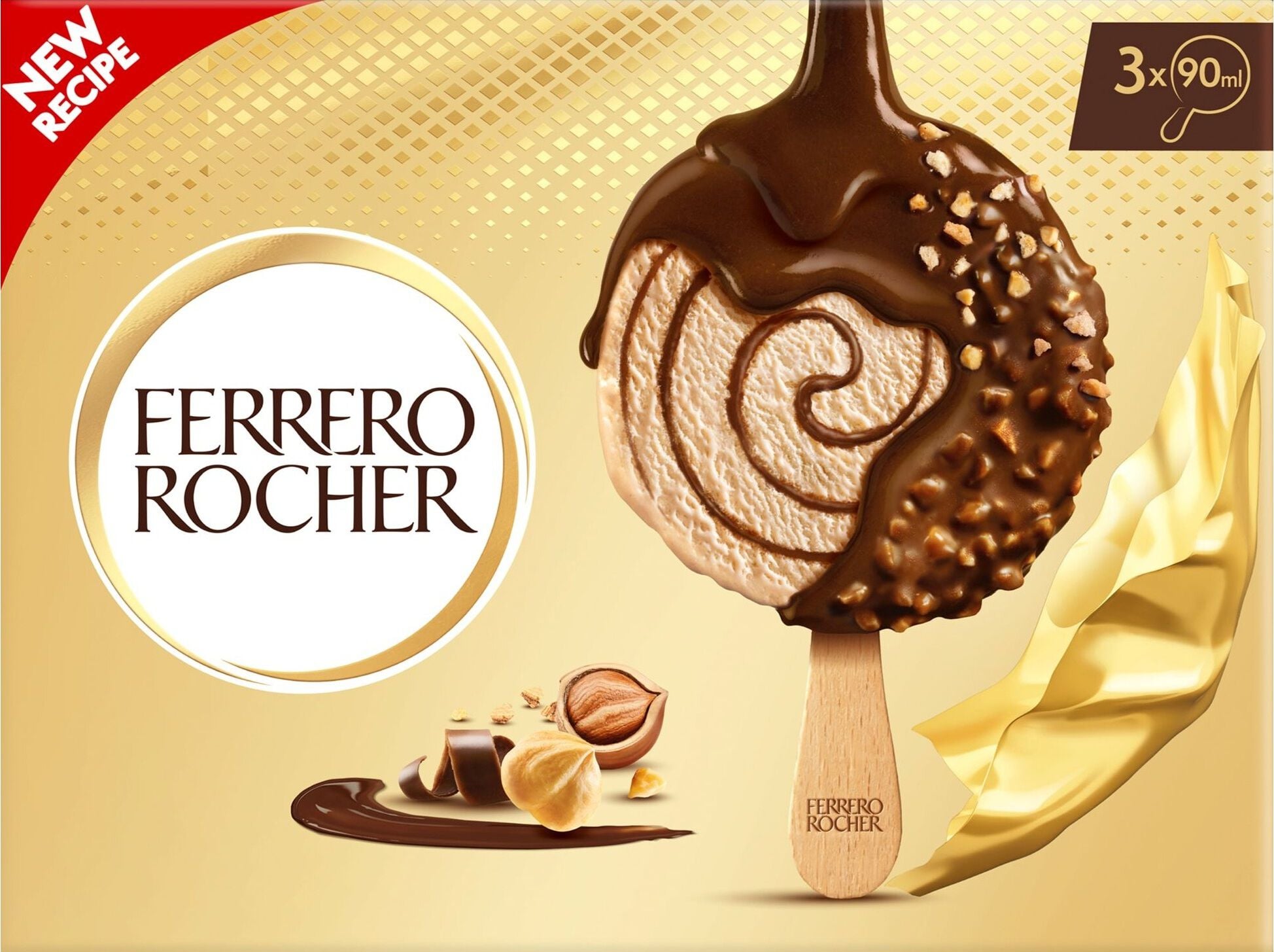 GELADO FERRERO ROCHER CL&Aacute;SSICO 3X90ML