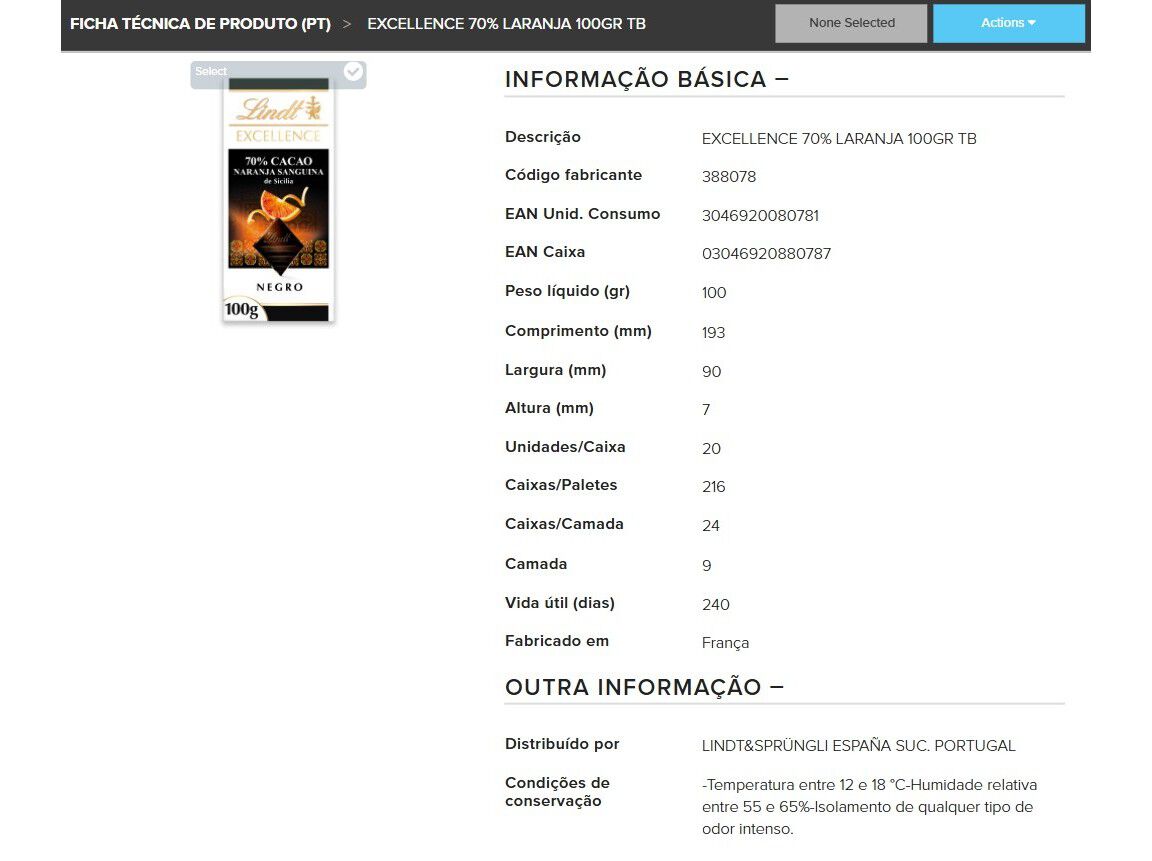 TABLETE CHOCOLATE LINDT EXCELLENCE NEGRO 70% TORANJA SIC&Iacute;LIA 100G image number 1