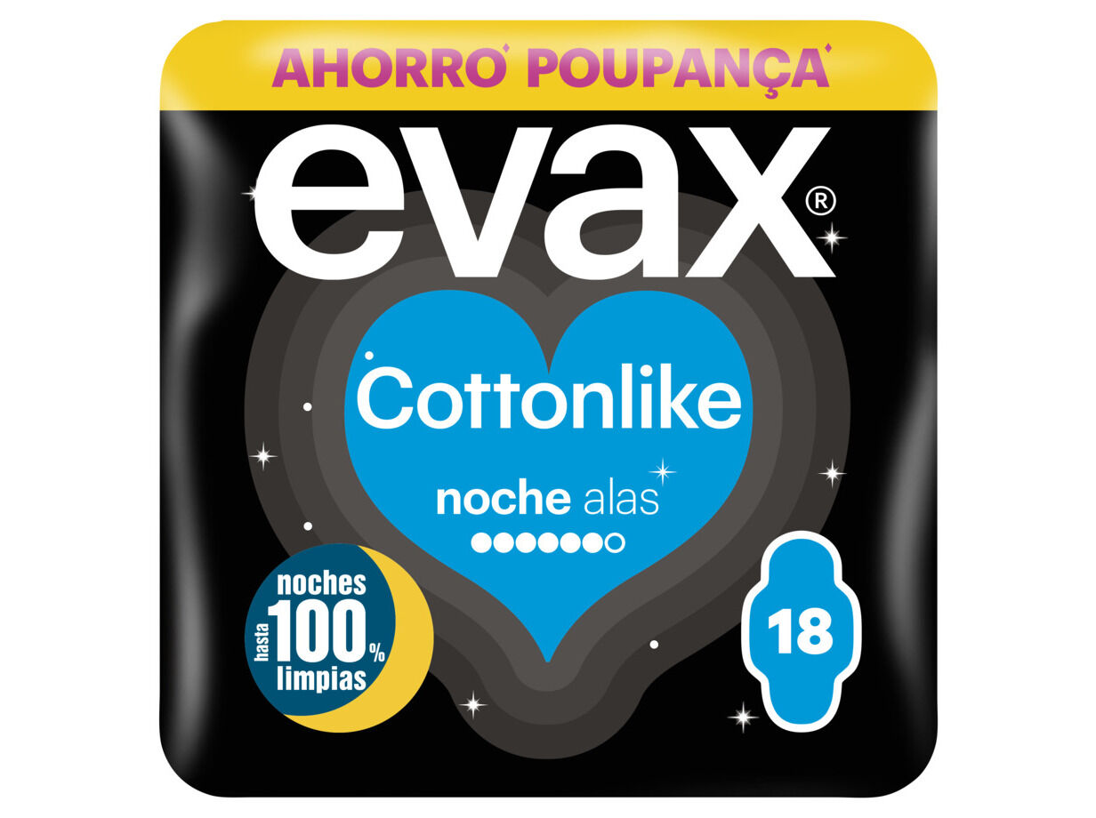 PENSOS HIGI&Eacute;NICOS COTTONLIKE NOITE PLUS COM ABAS EVAX 18 UN