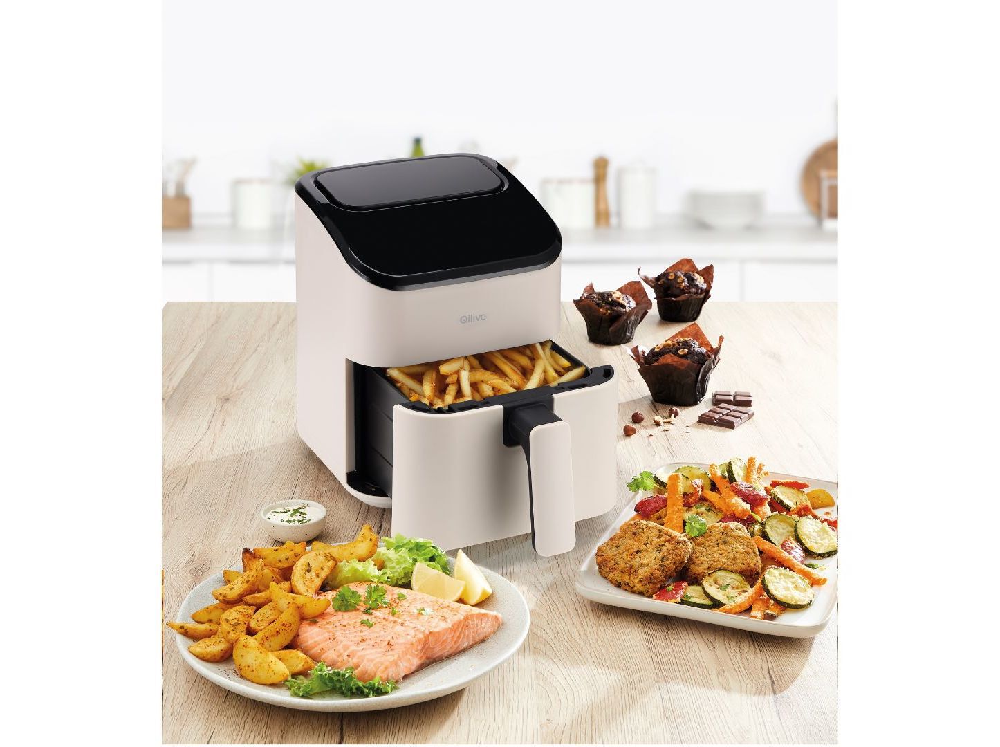 FRITADEIRA AIR FRYER DIGITAL QILIVE Q.5338 CREME 3L 1000W image number 1