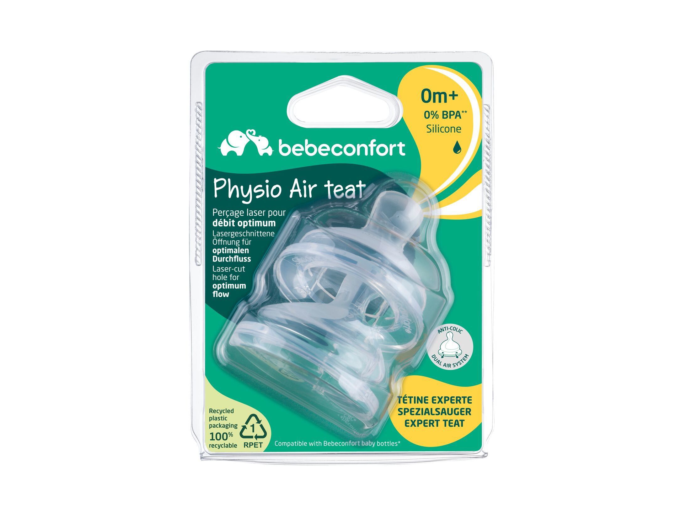 PACK 2 TETINAS B&Eacute;B&Eacute;CONFORT SILICONE 3 VELOCIDADES 0M+