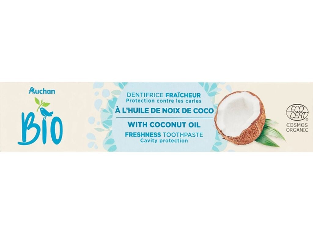 PASTA DENT&Iacute;FRICA AUCHAN BIO GORDURA DE COCO 75ML